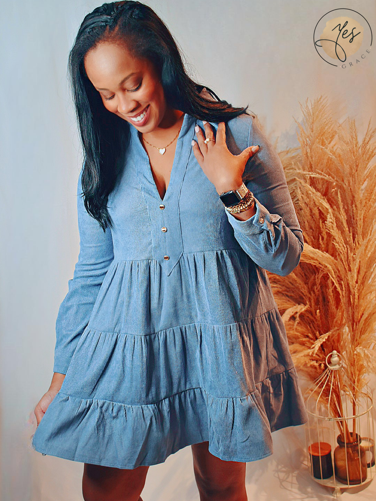 Somewhere Special | Corduroy tiered dress