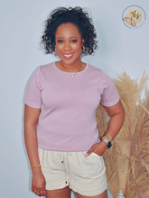Load image into Gallery viewer, Posh Princess | Knit Short Sleeve Top - Liliac
