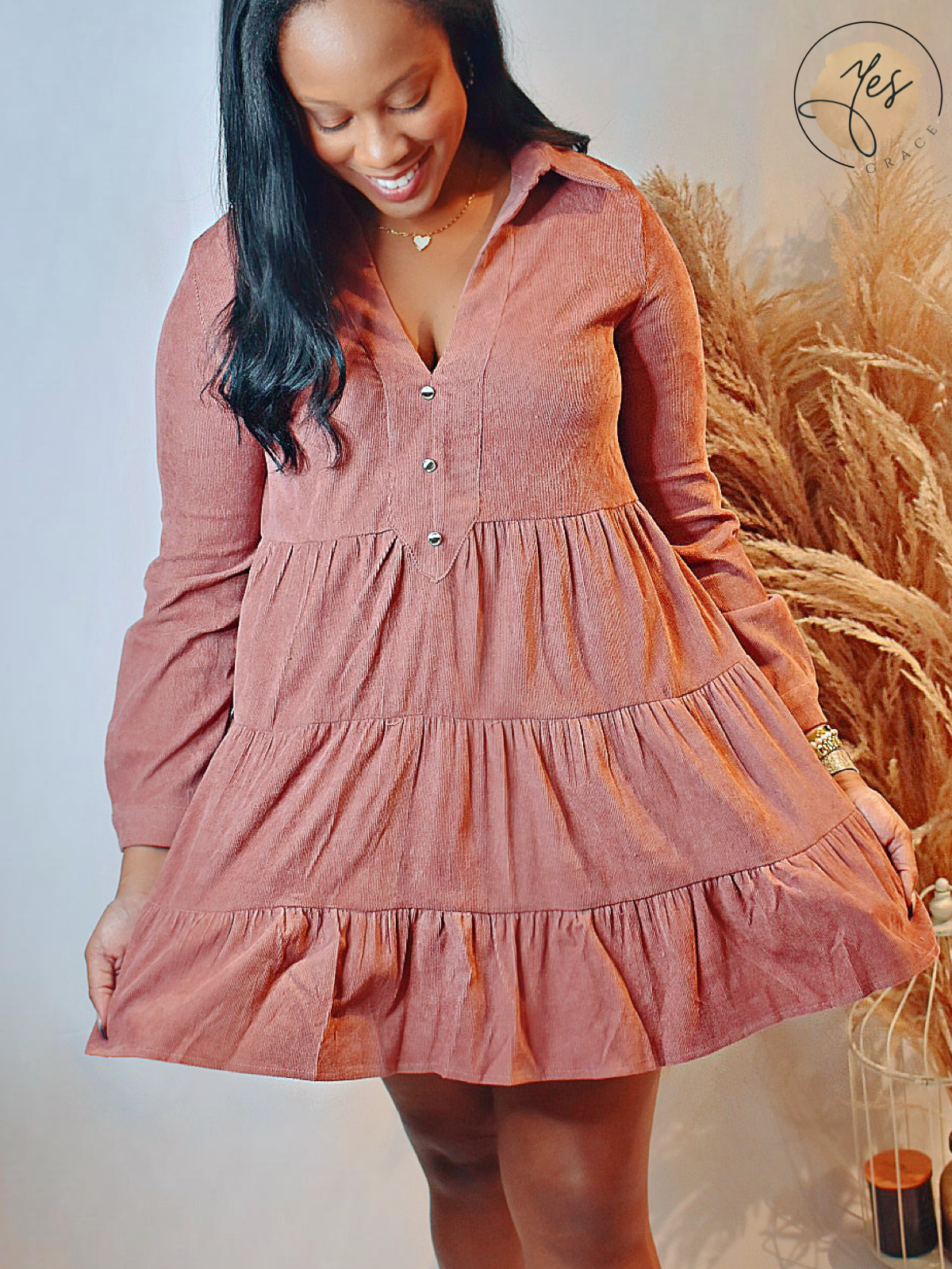 Somewhere Special | Corduroy tiered dress