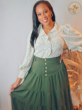 Load image into Gallery viewer, Willow | Olive Tiered Maxi Skirt
