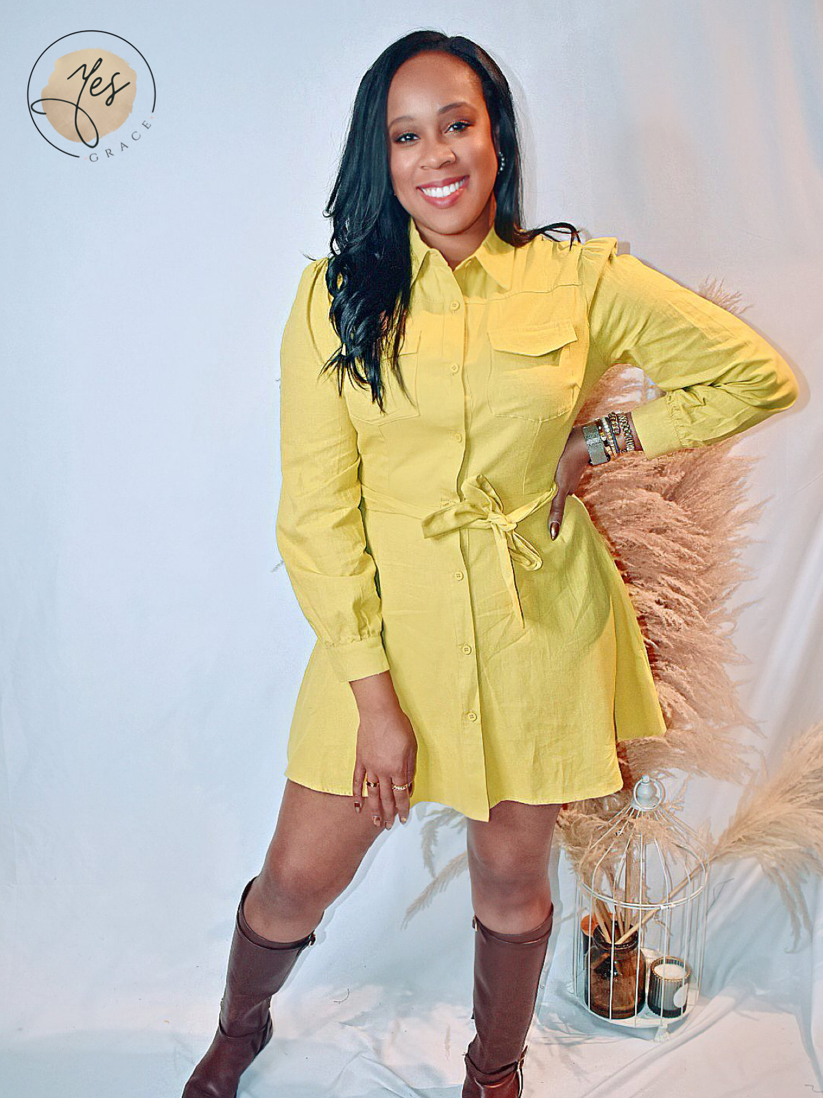 Golden Hour | Mustard Shirt Dress