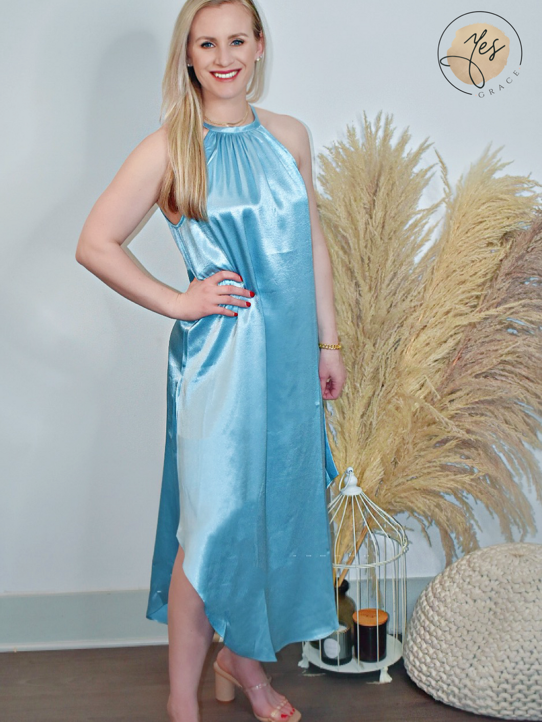 The Waves | Dolphin Blue Hi-Low Maxi Dress