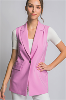 Sleeveless Single Breasted Vertigo Vest Blazer | Pink