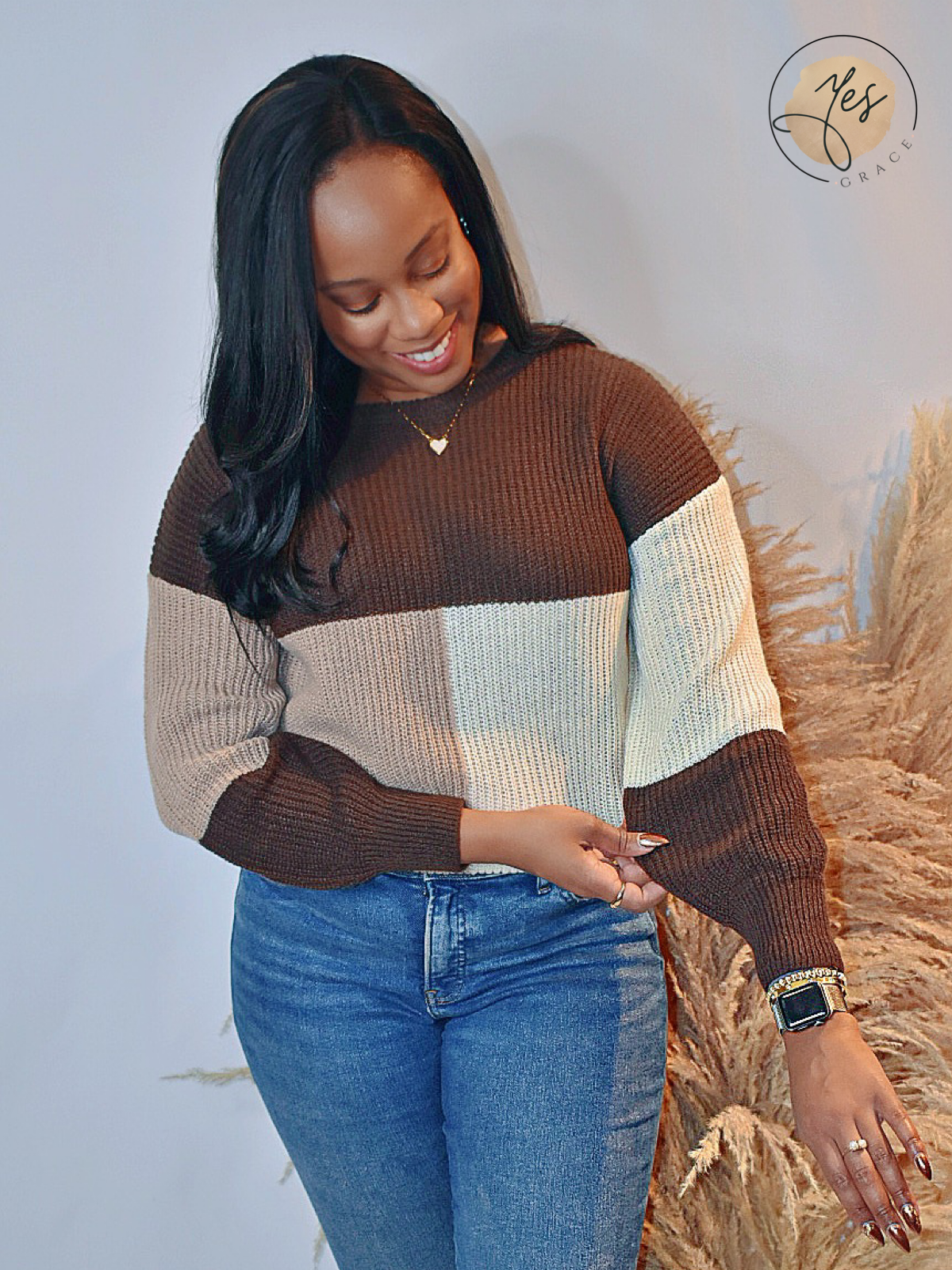 More S'mores | Colorblock Back Tie Knit Sweater