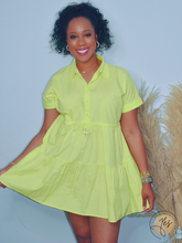 Load image into Gallery viewer, Glow | Highlighter Yellow Babydoll  Dress
