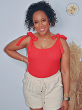 Load image into Gallery viewer, Go Big Red! |  Tie Strap Tank Top - Red

