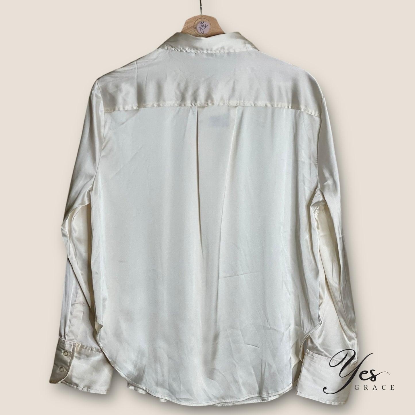 The Option | Satin Button Up Top | Ivory