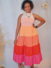 Load image into Gallery viewer, Always Ready for Vacay |  Pink Tiered Maxi Dress

