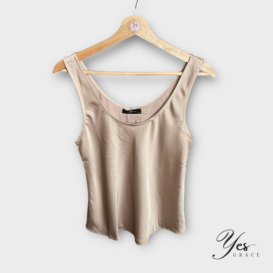 Kassie | Satin Tank Top  | Taupe