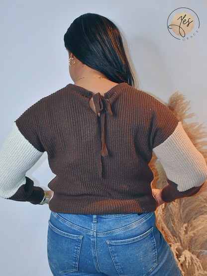 More S'mores | Colorblock Back Tie Knit Sweater