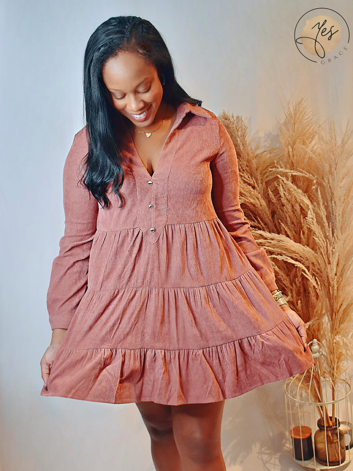 Somewhere Special | Corduroy tiered dress