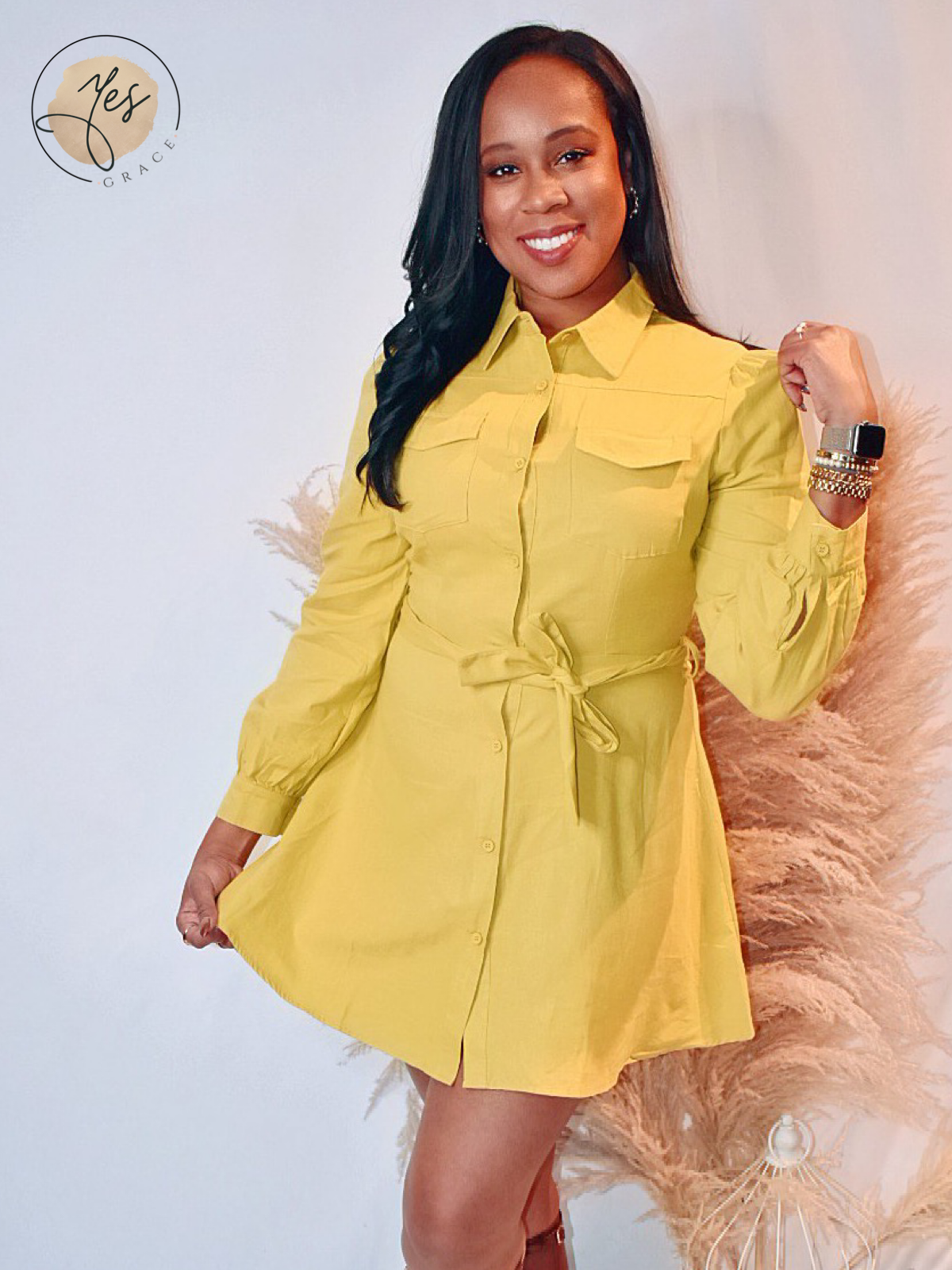 Golden Hour | Mustard Shirt Dress