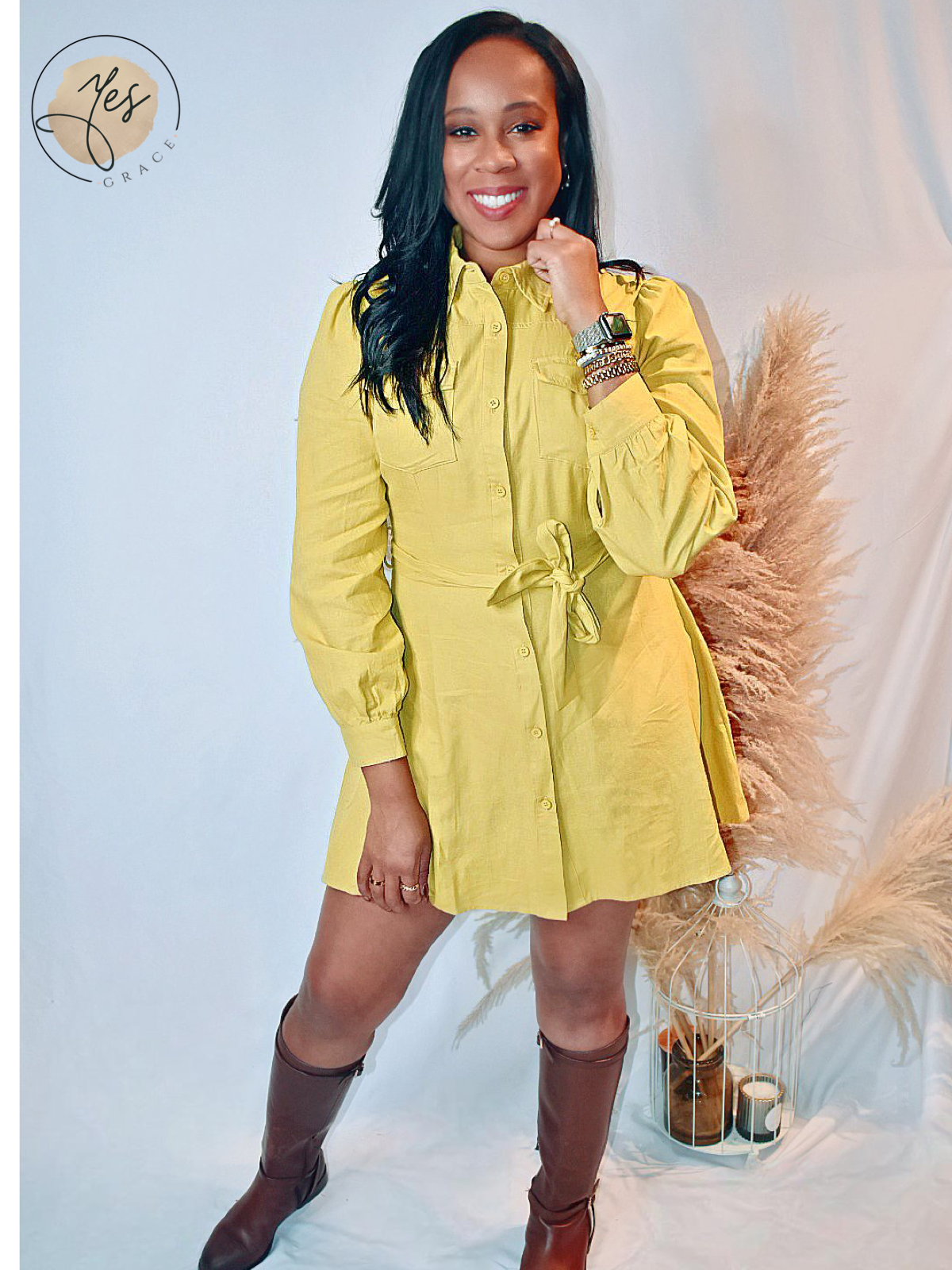 Golden Hour | Mustard Shirt Dress