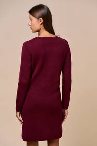 Enticing | Wine LONG SLEEVE BUTTON DOWN SWEATER DRESS