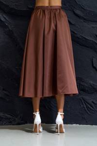 Elegance Personified |Brown Flare Midi Skirt