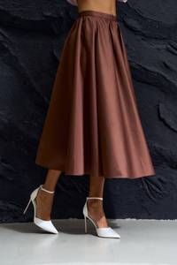 Elegance Personified |Brown Flare Midi Skirt