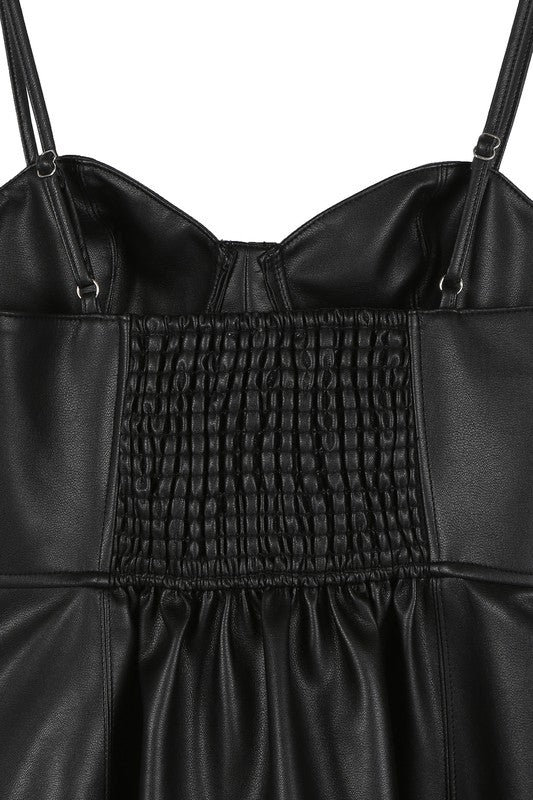 Knockout | Black Vegan leather bustier mini dress