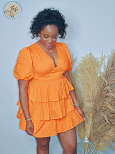 Load image into Gallery viewer, It&#39;s a Party | Orange Balloon Sleeve Cocktail Dress

