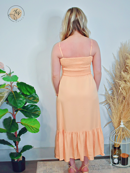 Sunkissed | Smocked Maxi Dress - Peach