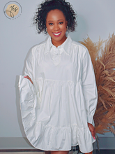 Load image into Gallery viewer, Old Money | White Poplin Woven Mini Flowy Dress
