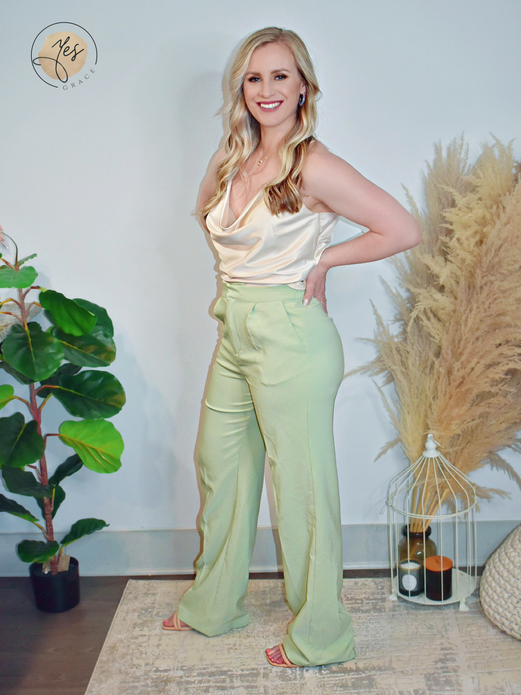 Snap to it | Dress Pants - Celery