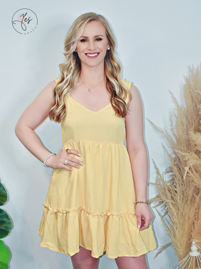 Picking Daisies | Solid Mini Dress - Yellow