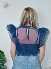 Load image into Gallery viewer, Ain&#39;t No Mountain Higher  | Oversized Ruffle Organza Top - Navy
