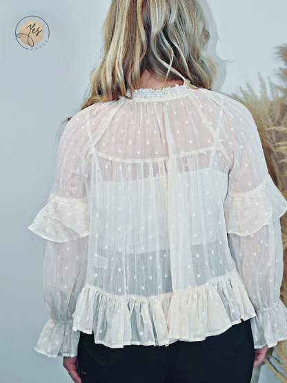 Whimsical Wheat Fields | Clip Dot Blouse - Champagne
