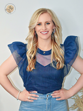 Load image into Gallery viewer, Ain&#39;t No Mountain Higher  | Oversized Ruffle Organza Top - Navy
