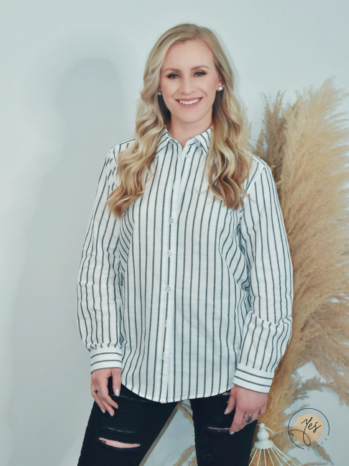 Pencil Me In | Striped Button Down Shirt