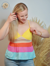 Load image into Gallery viewer, Smitten in Summer | Colorblock Babydoll Top - Multi
