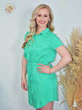 Load image into Gallery viewer, Spring Forward | Button Down Shirt Dress - Apple Green
