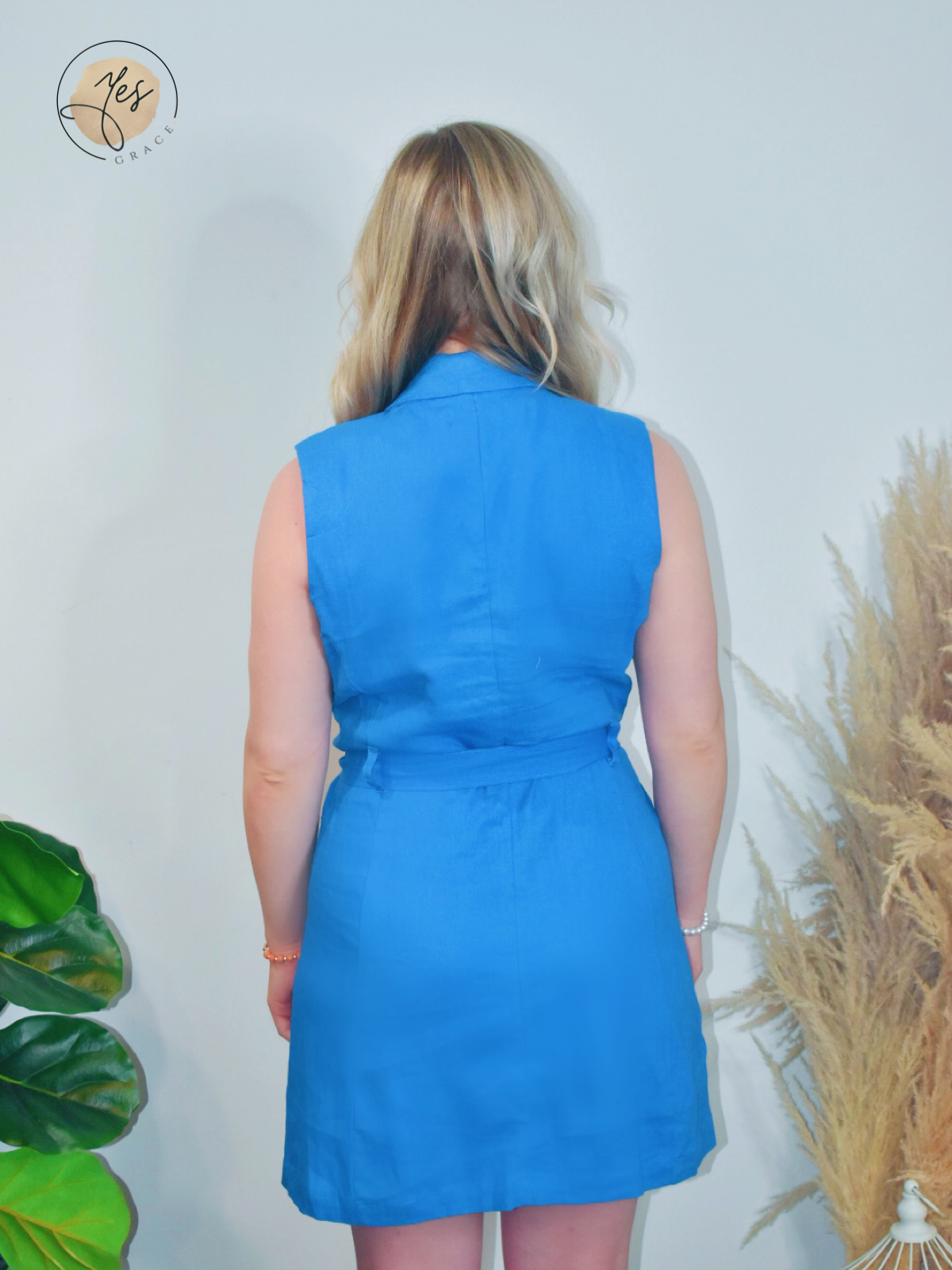 Entourage | Double Breasted Belted Blazer Dress - Azure