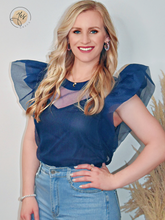 Load image into Gallery viewer, Ain&#39;t No Mountain Higher  | Oversized Ruffle Organza Top - Navy
