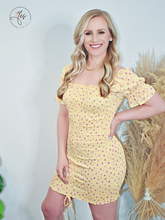 Load image into Gallery viewer, The Main Squeeze | Smocked Print Bell Sleeve Dress - Yellow
