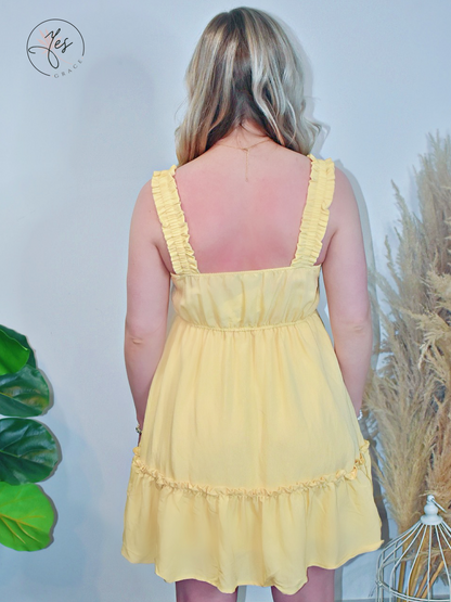 Picking Daisies | Solid Mini Dress - Yellow