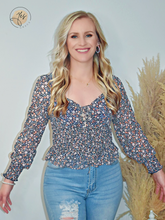 Load image into Gallery viewer, Secret Garden | Floral Print Long Sleeve Top - Navy
