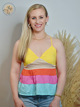 Load image into Gallery viewer, Smitten in Summer | Colorblock Babydoll Top - Multi
