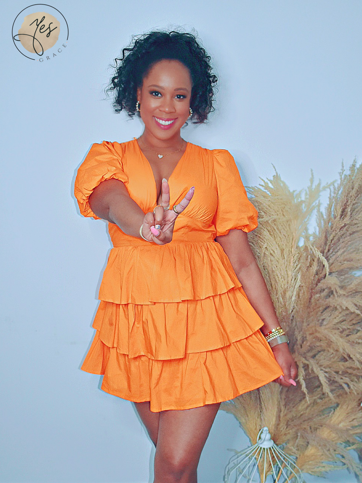 It's a Party | Orange Balloon Sleeve Cocktail Dress