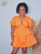 Load image into Gallery viewer, It&#39;s a Party | Orange Balloon Sleeve Cocktail Dress
