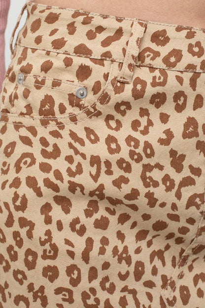 Denim Kitty | Leopard Print Denim Skirt