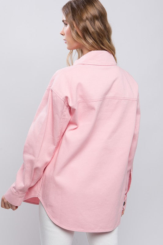 Cherry blossom Blooms | Oversized Denim Jacket - Pink