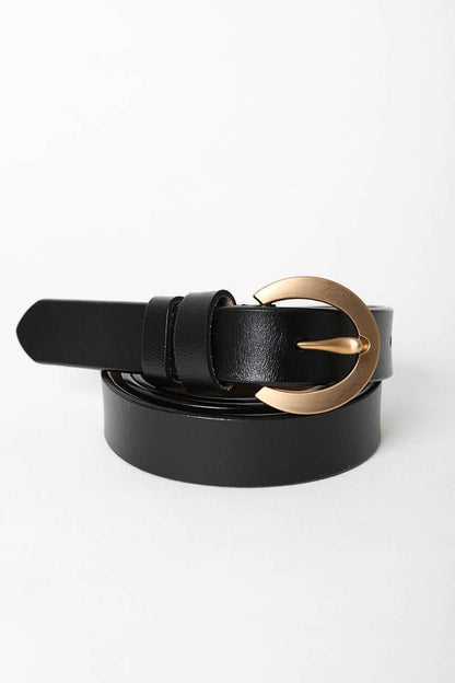 It's Essential Gold Curved Buckle | Belt - Black