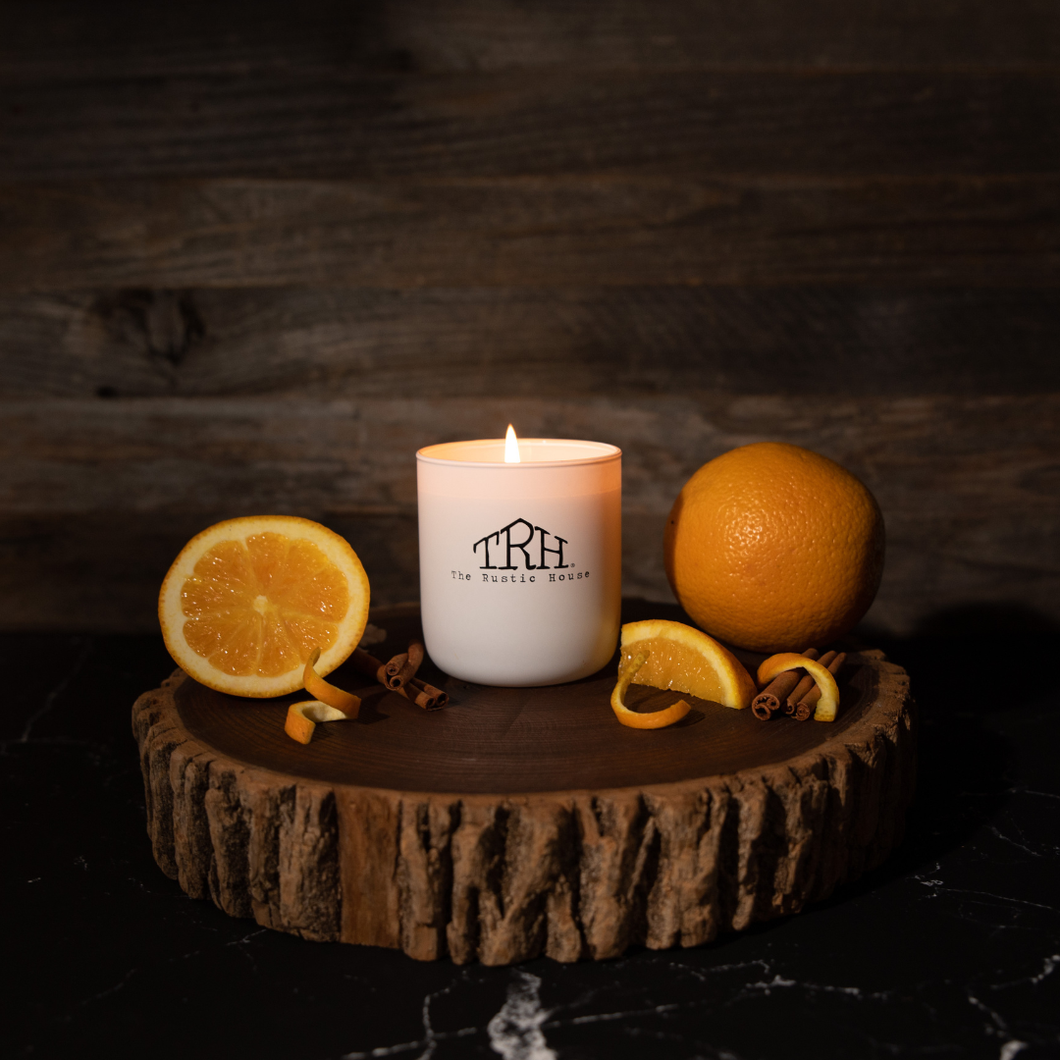 Orange Peel + Cinnamon | 8oz White Soy Candle