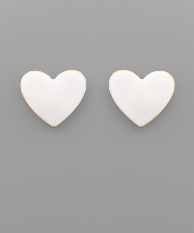 Heart Throb l White Heart Earrings