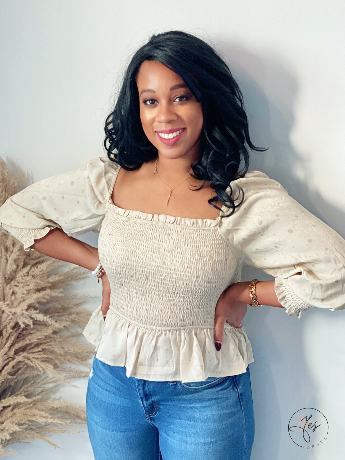 Earned It | Peplum Peasant Blouse