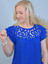 Load image into Gallery viewer, Your Highness | Royal Blue Solid Lace Top

