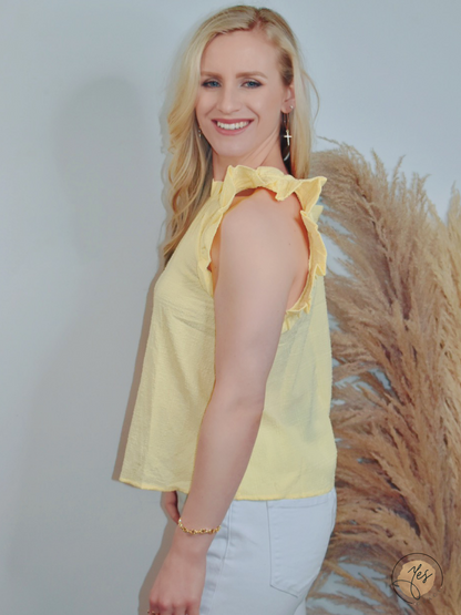 Butterfly Kisses | Mock Neck Top - Yellow