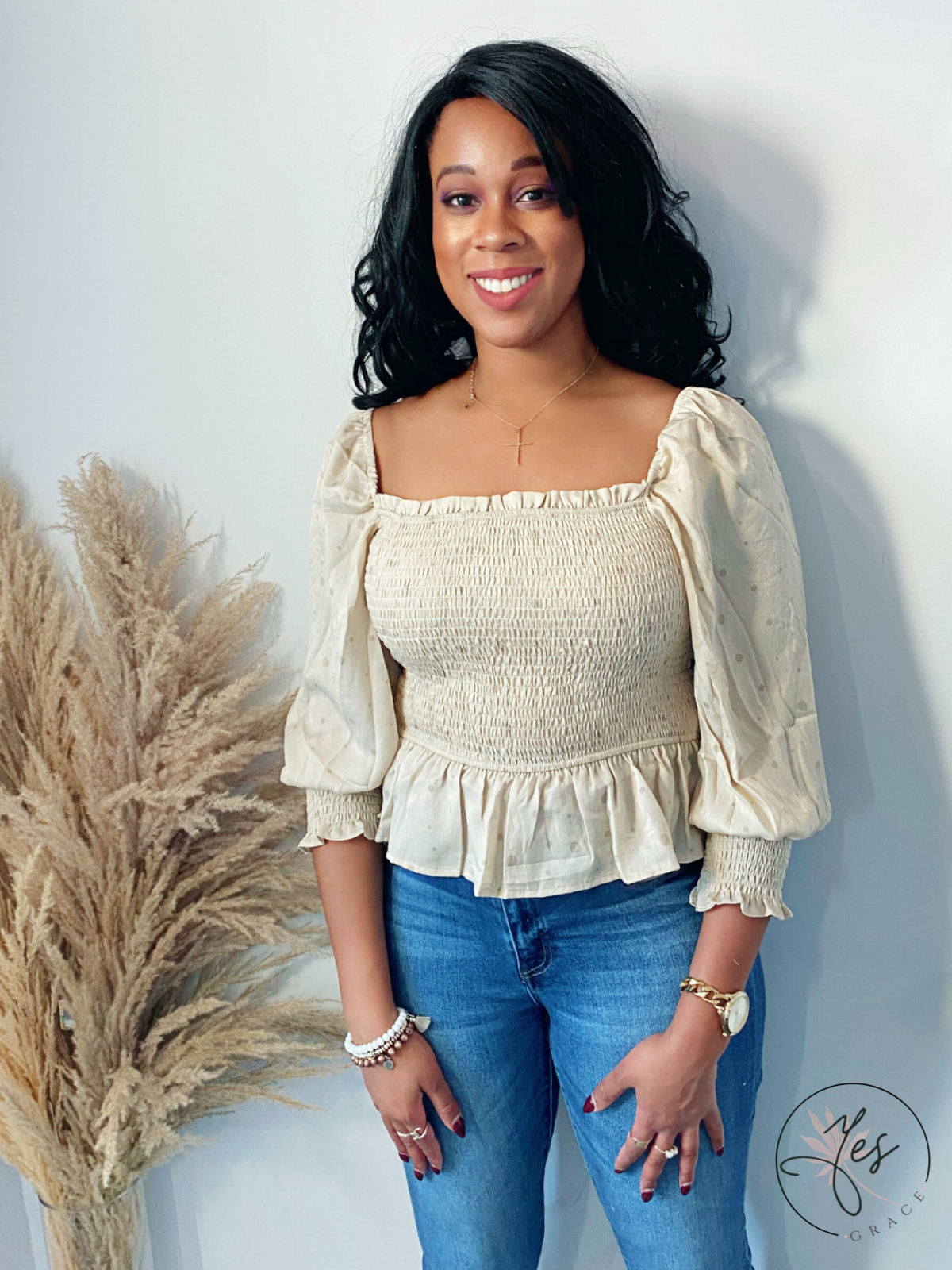 Earned It | Peplum Peasant Blouse