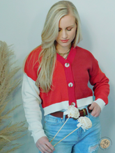 Load image into Gallery viewer, So in Love | Red Colorblock Cardigan
